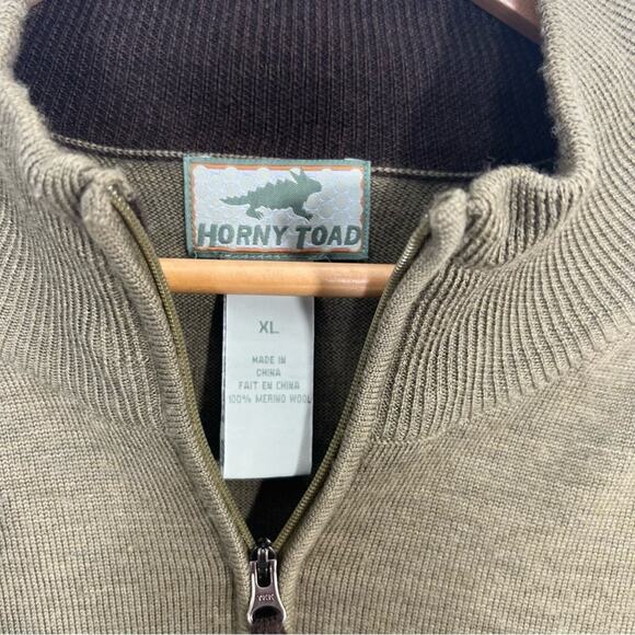 Horny Toad Men's Brown 100% Merino Wool Quarter Zip Pullover Sweater Size XL - Picture 9 of 12